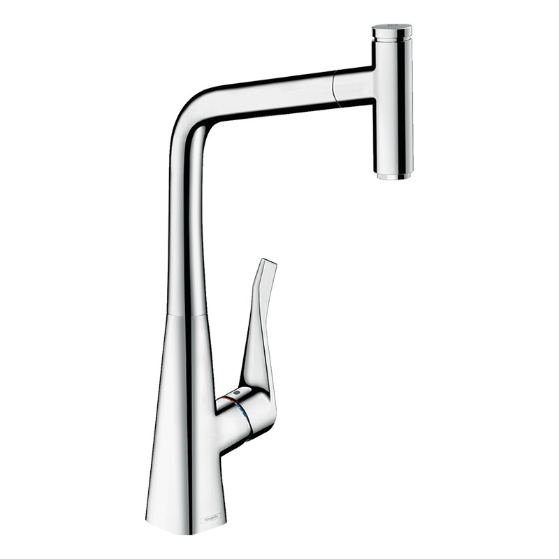 Baterie de bucatarie, Hansgrohe, Metris Select M71, pipa extractibila, crom