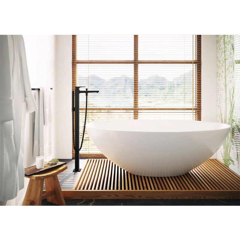 Baterie de cadă stativă Hansgrohe, Metropol, cu duș de mână, negru mat - 1 | YEO