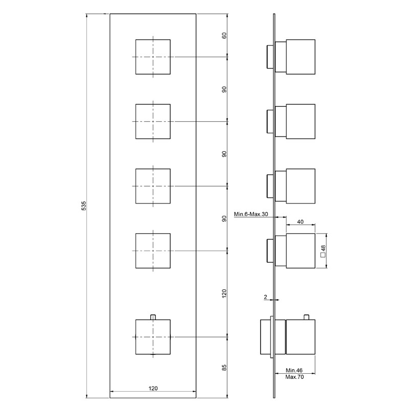 Baterie de duș, FIMA Carlo Frattini, cu 4 ieșiri, crom, F3513X4CR - 2 | YEO