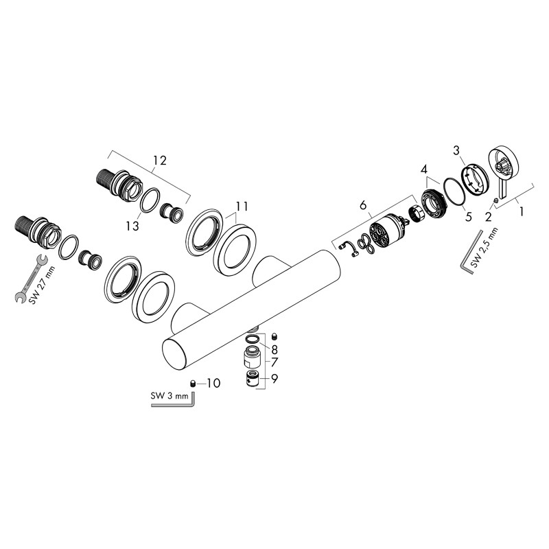 Baterie de dus, Hansgrohe, Finoris, crom - 4 | YEO