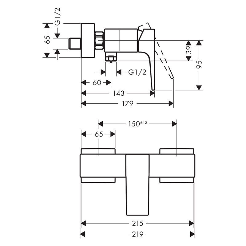 Baterie de duș, Hansgrohe, Metropol, negru mat, 32560670 - 1 | YEO