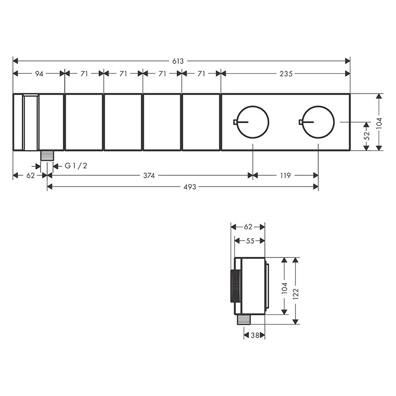 Baterie duș, Axor, Edge, termostatată, 4 funții, cu set de duș, crom, 46720000 - 1 | YEO