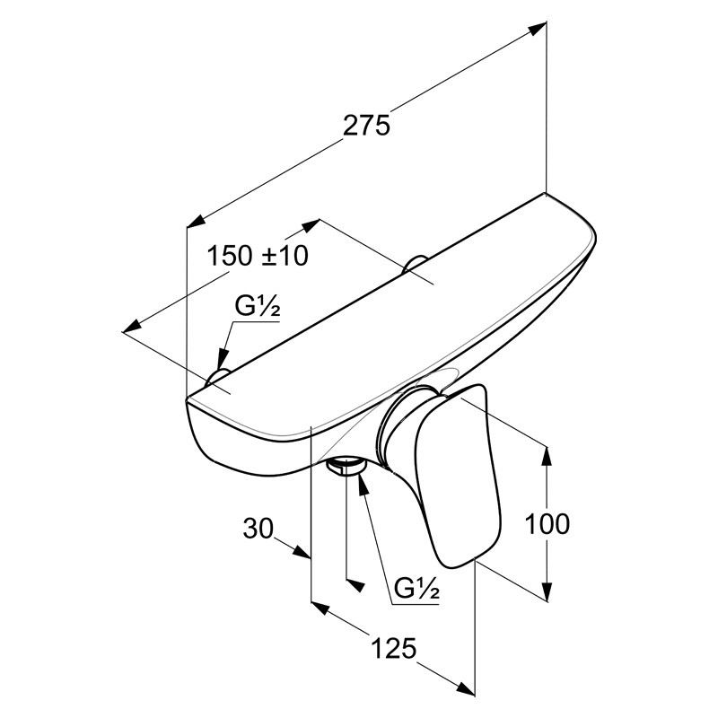 Baterie dus Kludi, Amba, monocomanda, crom - 1 | YEO