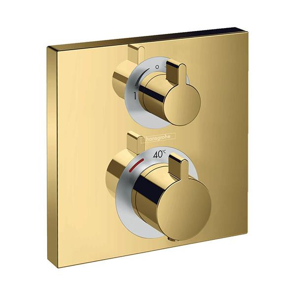 Baterie dus termostatata, Hansgrohe, Ecostat Square, auriu lucios