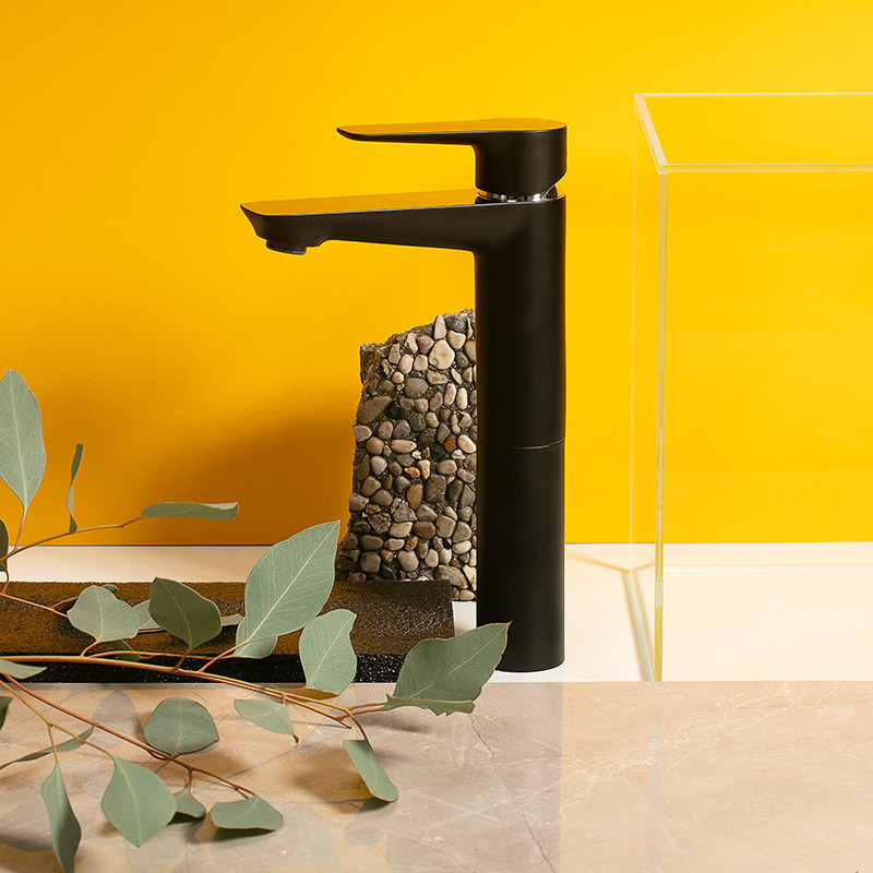 Baterie inalta de lavoar, Ferro, Adore, negru - crom - 2 | YEO