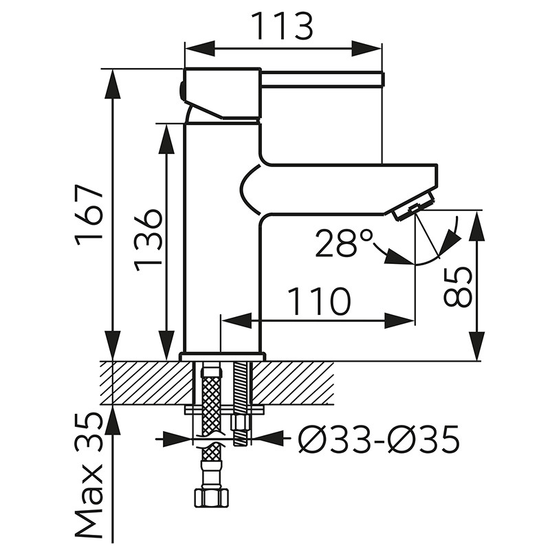 Baterie lavoar, Ferro, Fiesta, cu ventil click - clack, auriu lucios - 3 | YEO