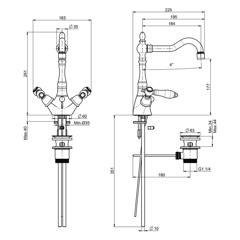 Baterie lavoar, FIMA Carlo Frattini, Herend, crom, F5411CR - 2 | YEO