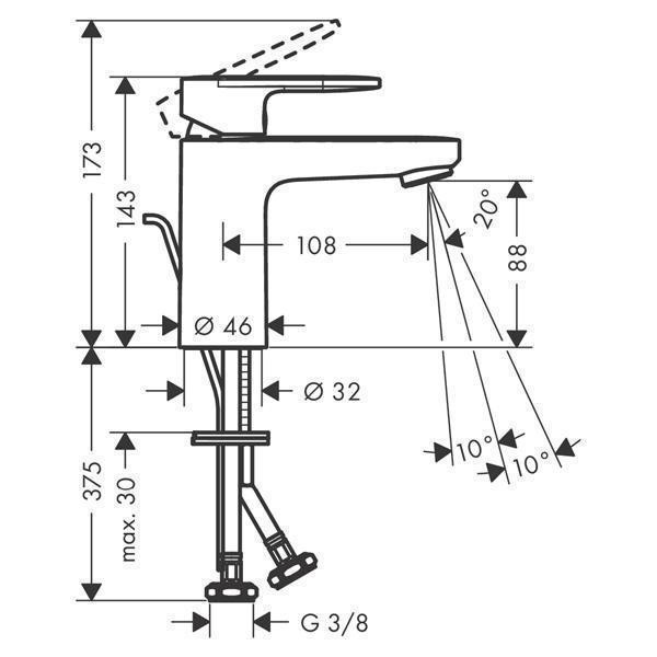 Baterie lavoar, Hansgrohe, Vernis Blend 100, cu ventil pop-up, crom - 1 | YEO