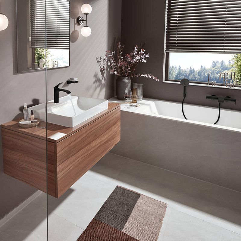 Baterie lavoar, Hansgrohe, Vivenis 110, cu ventil, negru mat - 2 | YEO