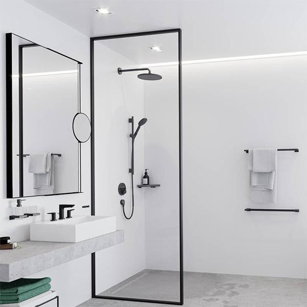 Brat de dus cu prindere pe perete, Hansgrohe, Negru - 1 | YEO