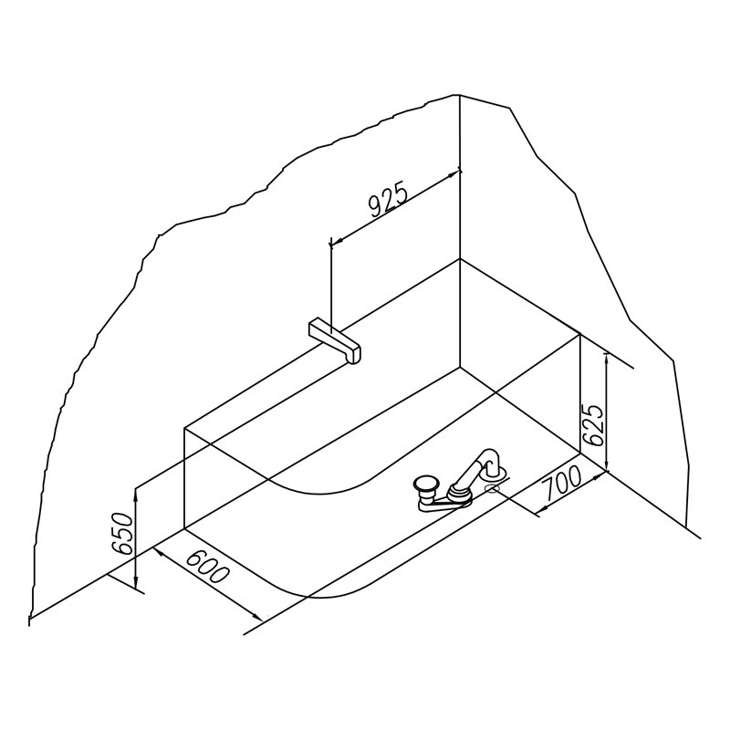 Cada dreptunghiulara, Kolpasan, Elektra-SP-L, montaj pe stanga, 185 x 85 cm, alb - 3 | YEO