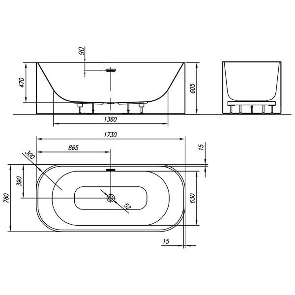 Cada freestanding, Kolpasan, Pandora, instalatia este inclusa, 173 x 78 cm, alb - 2 | YEO