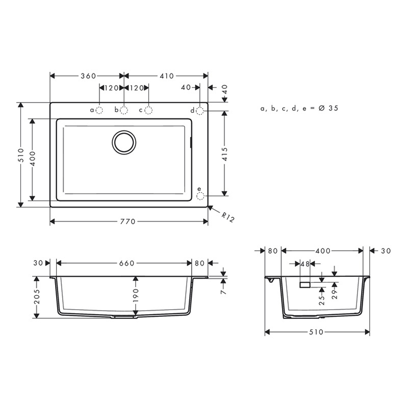Chiuvetă bucătărie Hansgrohe, S510-F660 SilicaTec, 77 cm, negru grafit, 43313170 - 2 | YEO