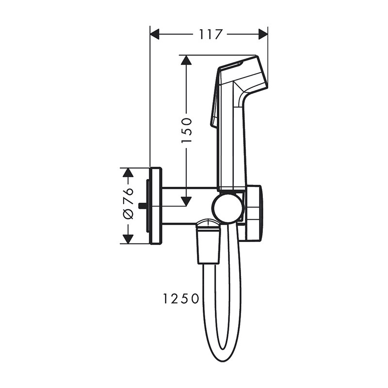 Dus igienic, Hansgrohe, Bidette S, 1 jet, negru mat - 1 | YEO