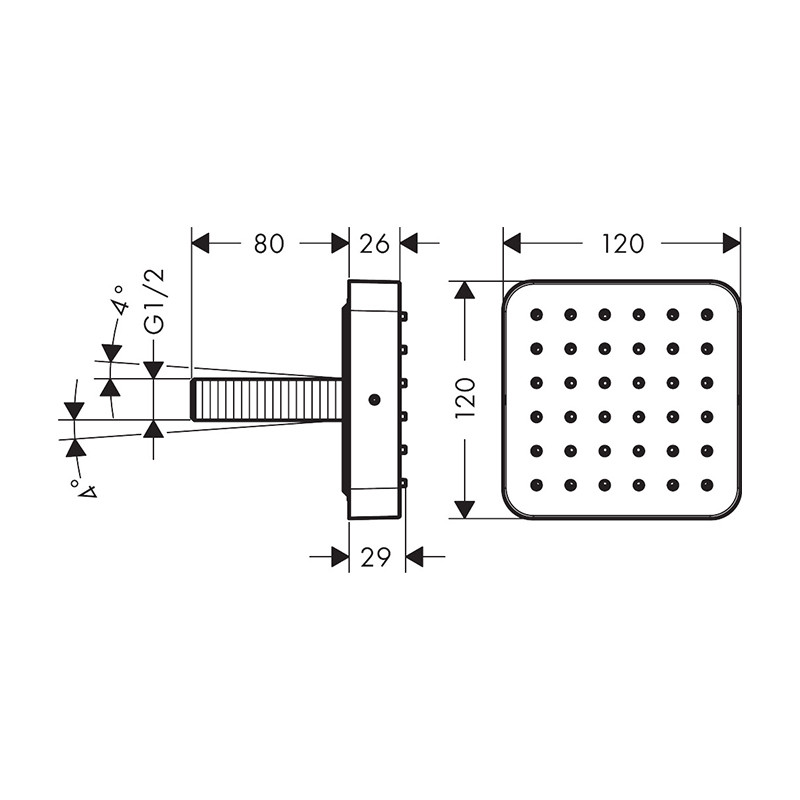 Duș lateral, Axor, Citterio E, 1 jet, auriu lucios, 36822990 - 1 | YEO