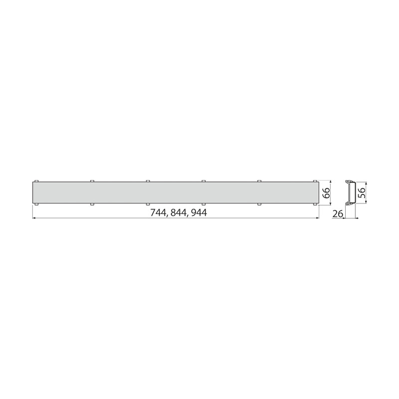 Grătar plin pentru rigolă, Alcadrain, Double, cu două fețe, 65 cm - 1 | YEO