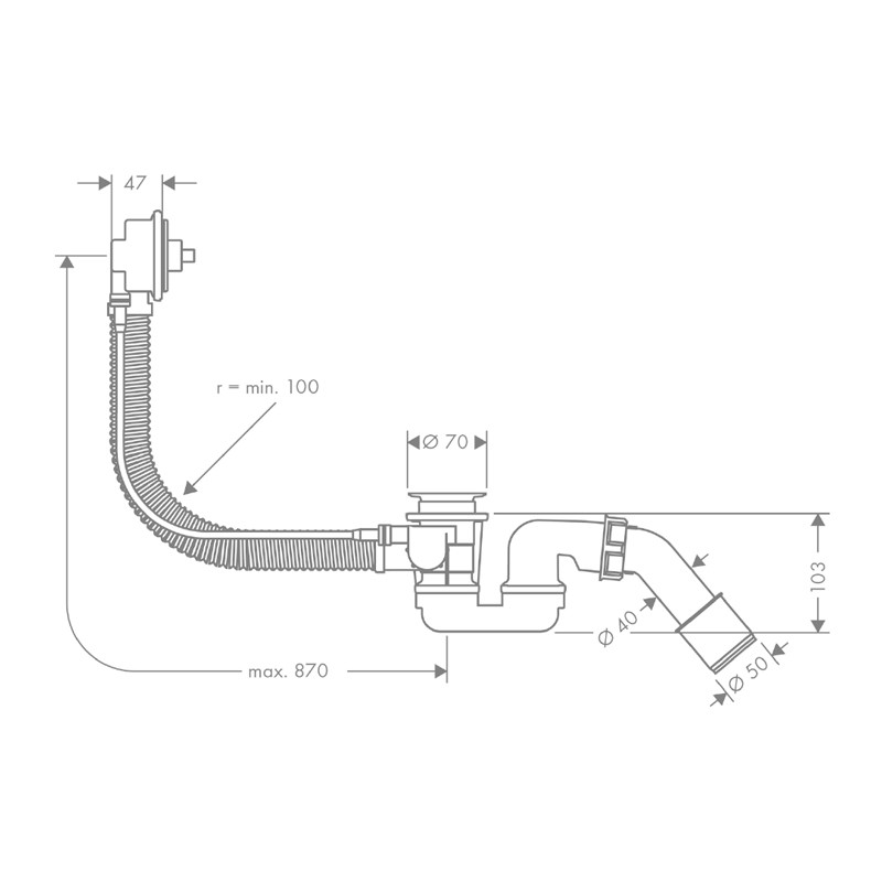 Instalatie de cada, Hansgrohe, Flexaplus, 78 cm, fara ornament - 2 | YEO