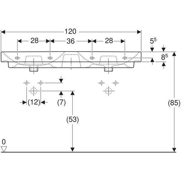 Lavoar dublu Geberit, Smyle Square, 120 cm, alb - 2 | YEO