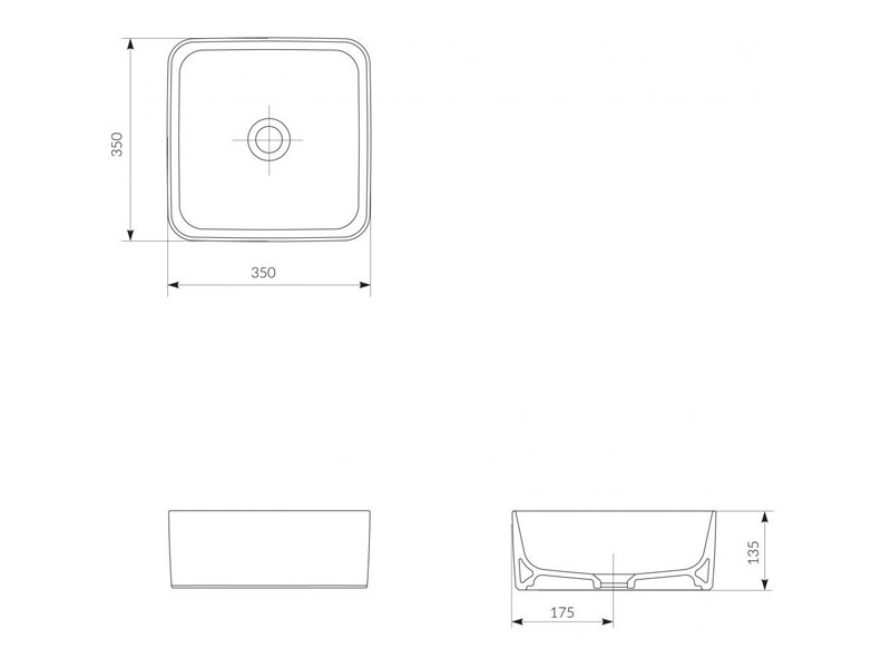 Lavoar pe blat Cersanit, Crea, square, 35 cm - 1 | YEO