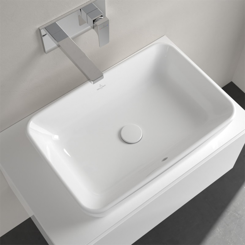 Lavoar pe blat, Villeroy & Boch, Architectura, dreptunghiular, 60 cm, cu preaplin, alb - 3 | YEO