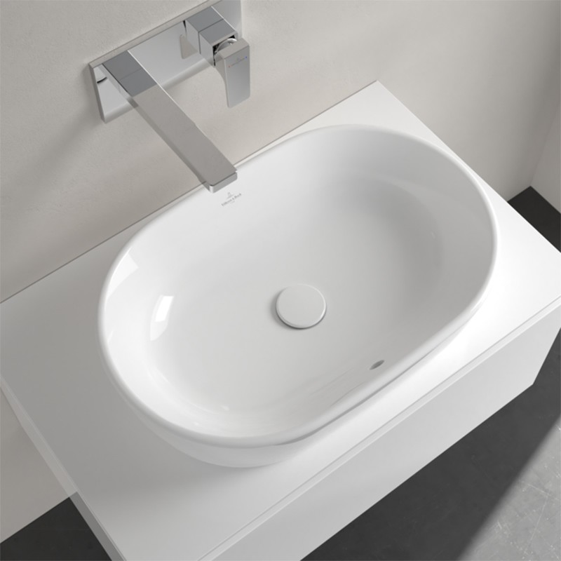 Lavoar pe blat, Villeroy & Boch, Architectura, oval, 60 cm, cu preaplin, alb - 2 | YEO
