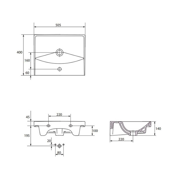 Lavoar pentru mobilier Cersanit, City, 50 cm, alb - 1 | YEO