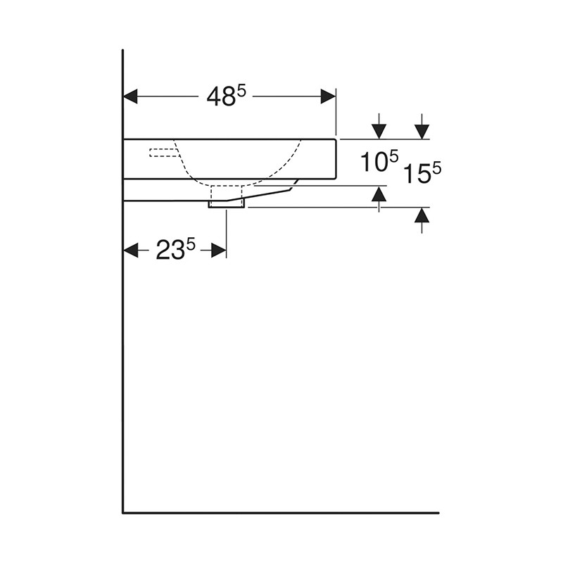 Lavoar suspendat, Geberit, iCon, dreptunghiular, 60 cm, alb - 2 | YEO