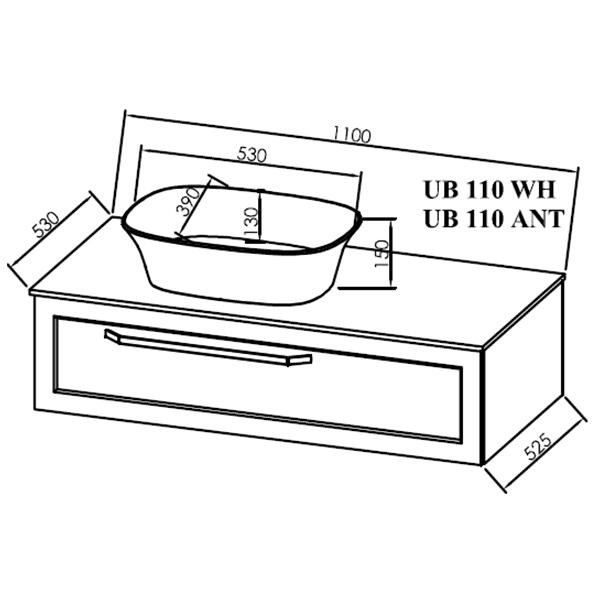 Masca cu blat pentru lavoar, Kolpasan, Blanche, 110 cm, antracit - 3 | YEO