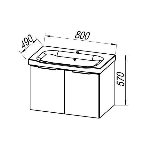 Mobilier pentru lavoar Kolpasan, Lana, 2 usi, lemn deschis, 80 cm - 1 | YEO