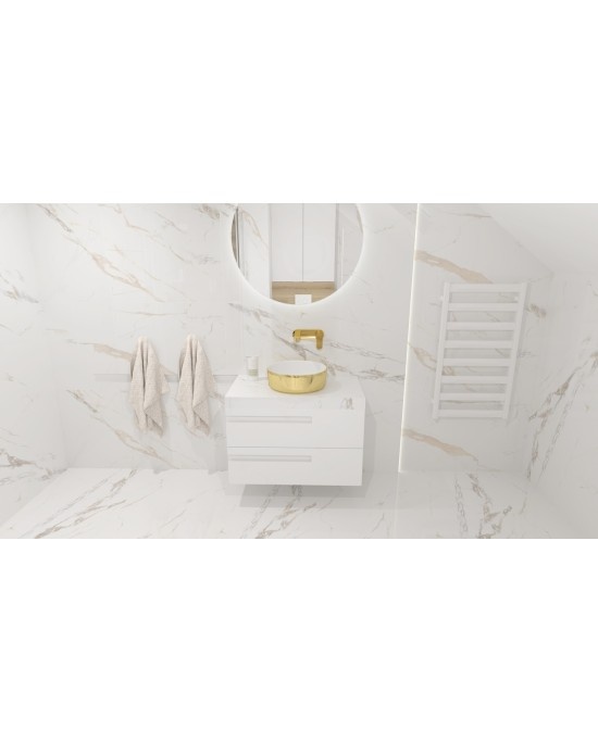 Mobilier pentru lavoar Spectrum, Flamengo, mânere decupate, 80 cm, alb - 2 | YEO