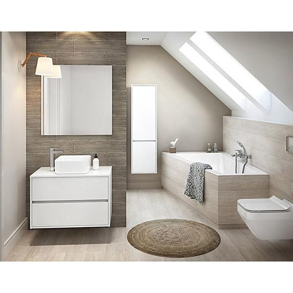 Mobilier suspendat Cersanit, Crea, pentru lavoarele pe blat, 100 cm, alb - 2 | YEO