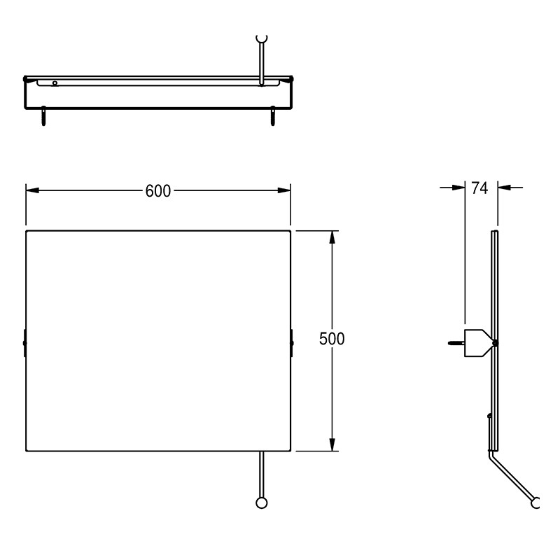 Oglindă cu balans, KWC, Contina, 60 cm, pentru persoane cu dizabilități, inox - 1 | YEO