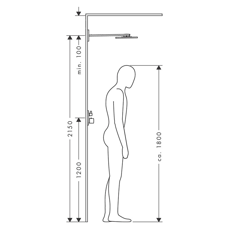Pălărie de duș, Axor, ShowerSolution, cu braț de duș, 1 jet, 25 cm, negru cromat periat, 35284340 - 1 | YEO