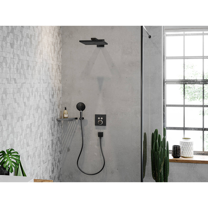 Pălărie de duș, Hansgrohe, Raindance E, cu braț de duș, negru cromat periat, 26238340 - 2 | YEO