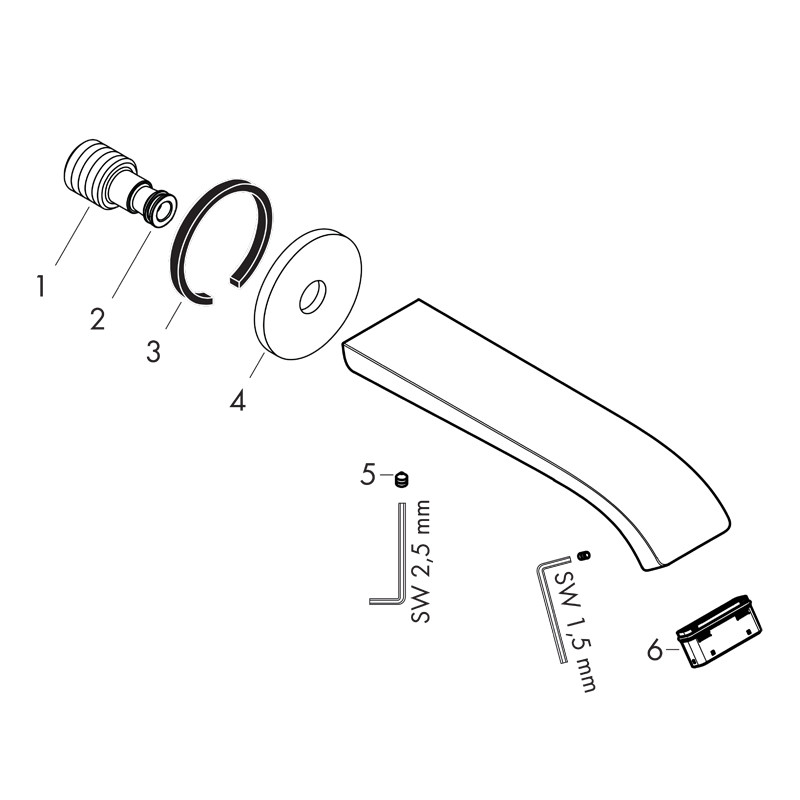 Pipa de umplere pentru cada, Hansgrohe, Vivenis, crom - 2 | YEO