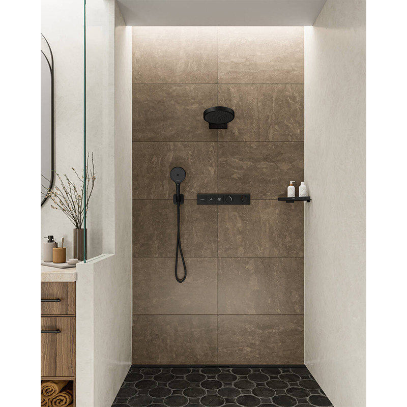 Racord de duș, Hansgrohe, FixFit Q, cu suport pentru para de duș, negru mat - 1 | YEO