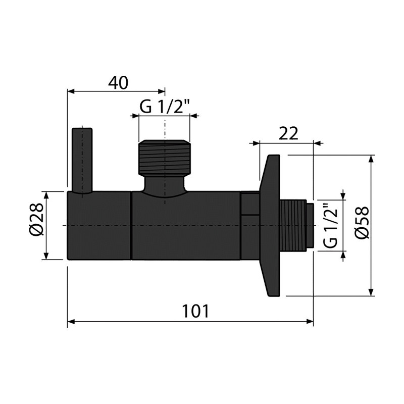 Robinet colțar, Alcadrain, cu filtru 1/2 x 1/2, negru mat - 1 | YEO