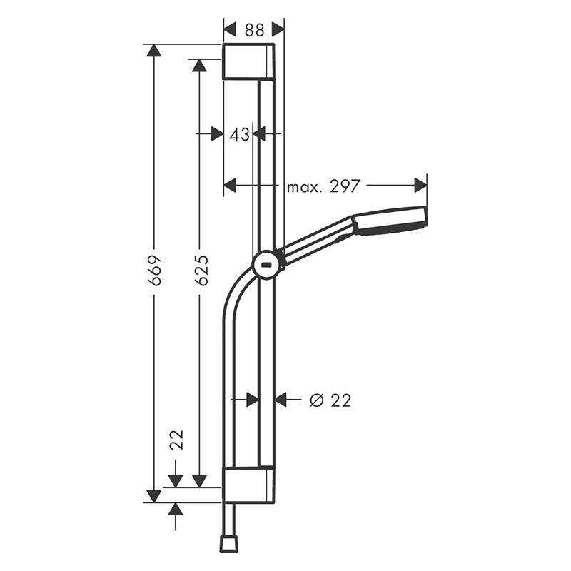 Set coloană de duș, Hansgrohe, Pulsify Select S 105, cu pară și furtun, 3 jeturi, alb mat - 3 | YEO