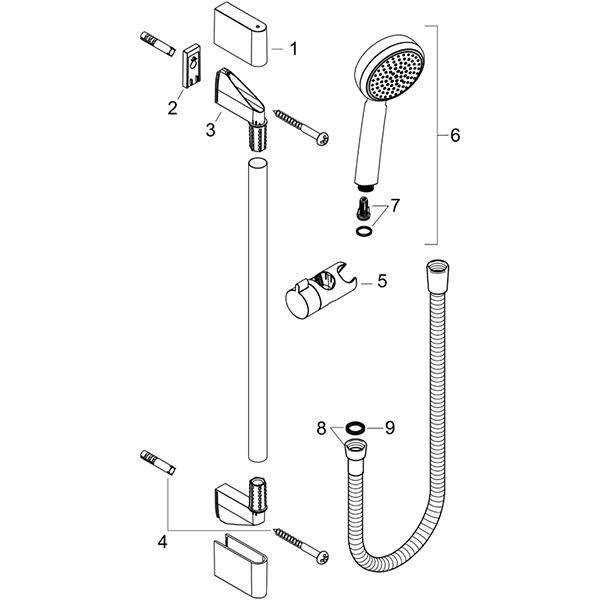 Set de dus cu bara 65 cm Hansgrohe, Crometta 100, para si furtun, crom - 1 | YEO