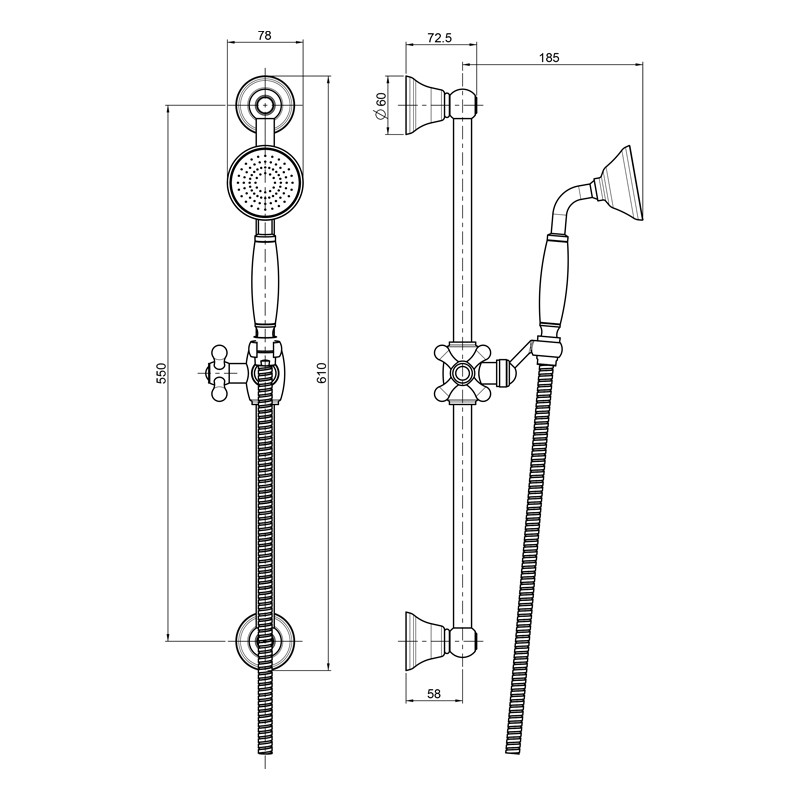Set de duș, FIMA Carlo Frattini, Herend, crom, F2044/3CR - 2 | YEO