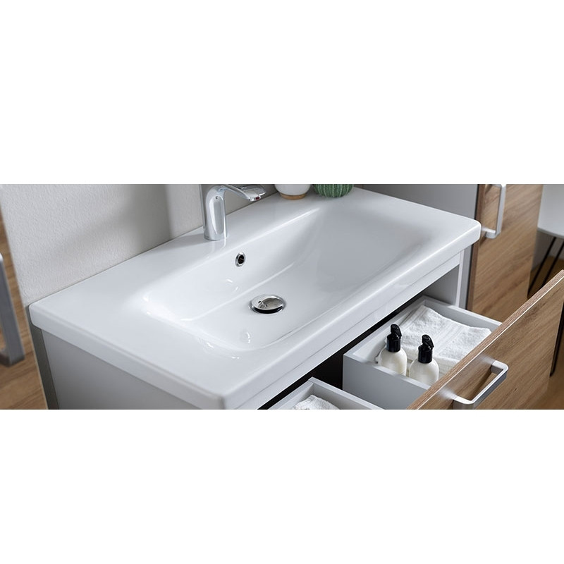 Set mobilier si lavoar Kolpasan, Evelin, 1 sertar, 80 cm, stejar gri / gray oak - 2 | YEO