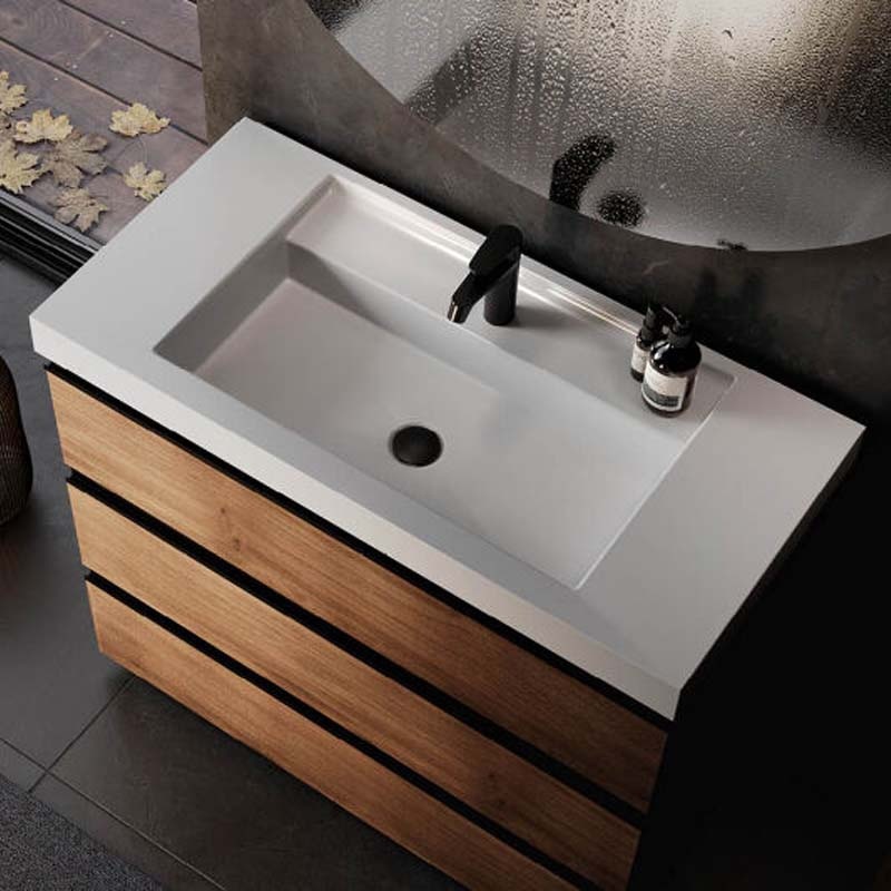 Set mobilier stativ cu lavoar Kolpasan, Harmony 100 cm, 3 sertare, bronze oak - 2 | YEO