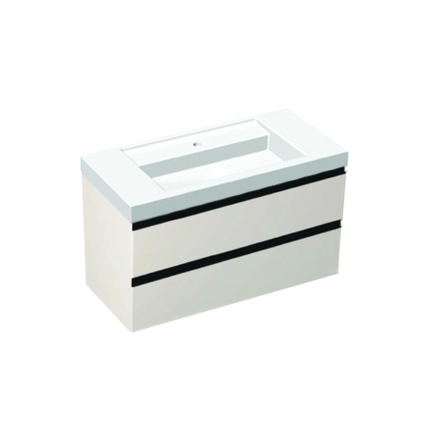 Set mobilier suspendat cu lavoar Kolpasan, Harmony 100, cu 2 sertare, light grey