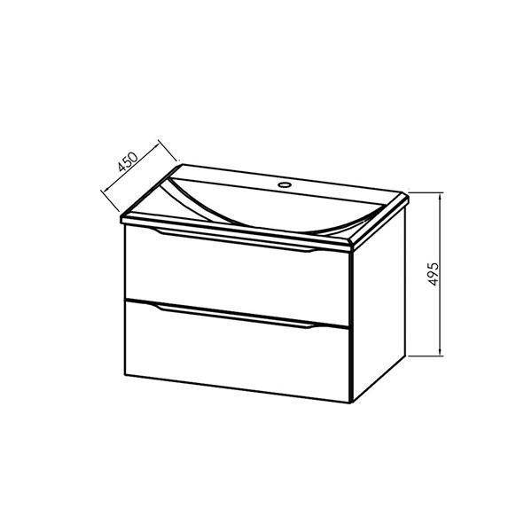 Set mobilier suspendat si lavoar Kolpasan, Tara, 71 cm, alb mat - 3 | YEO