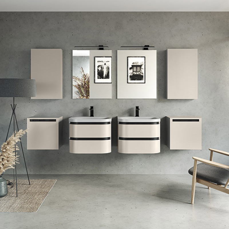 Set mobilier suspendat si lavoar, Kolpasan, Vittoria, 60 cm, beige mat - 1 | YEO