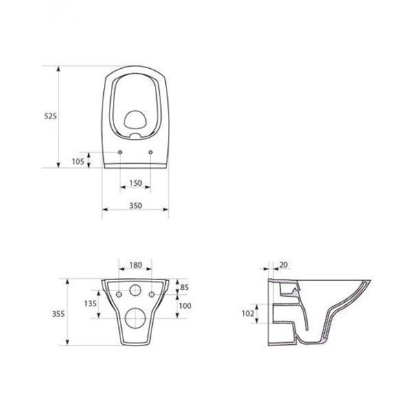Set vas WC suspendat Cersanit, Carina New, cu capac slim, Clean On, alb - 1 | YEO