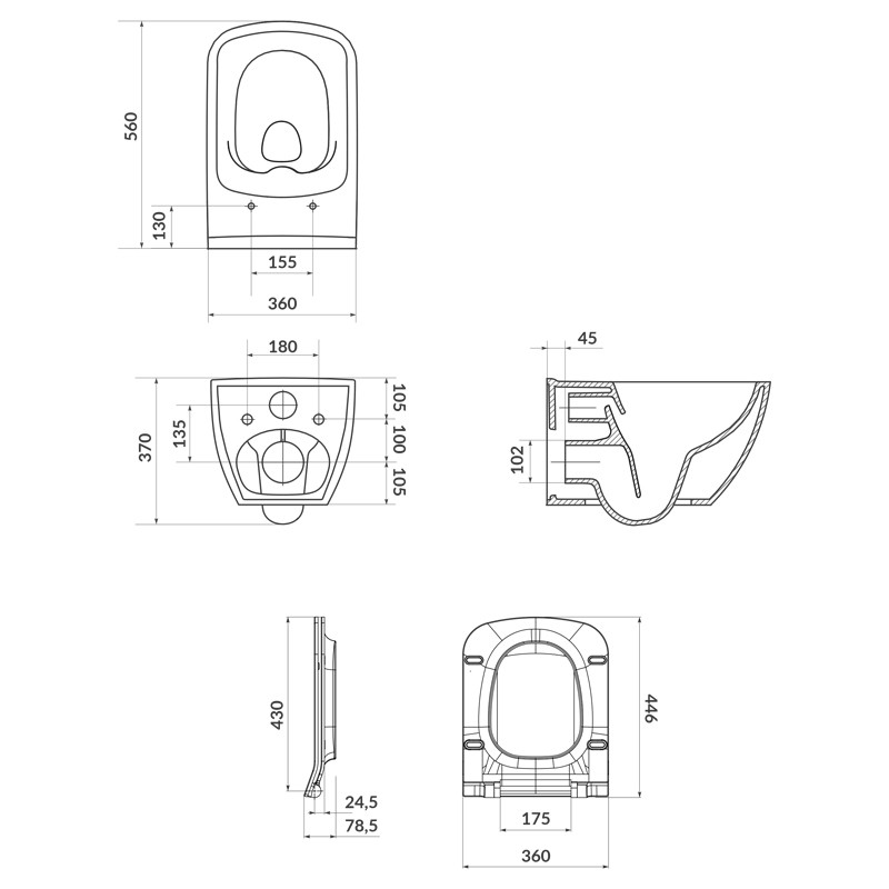Set vas wc suspendat, Cersanit, Virgo, capac cu soft close si quick release, alb - 2 | YEO
