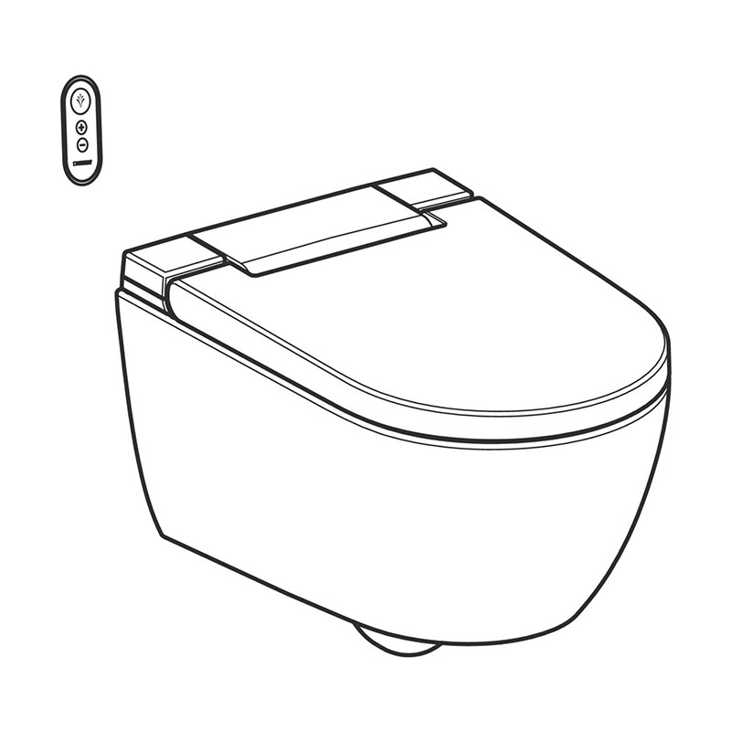 Set vas WC suspendat, Geberit, AquaClean Alba, capac cu funcție de bideu, TurboFlush, alb - 1 | YEO