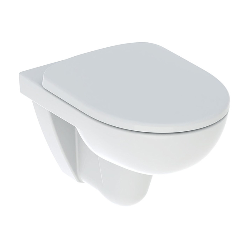 Set vas wc suspendat, Geberit, Selnova, rimless, formă deschisă, cu capac soft close și quick release, alb