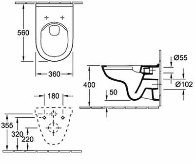 Set vas WC suspendat Villeroy & Boch, O.Novo, direct flush, cu capac soft close si quick release, alb alpin - 1 | YEO